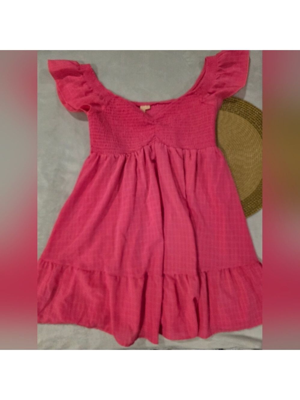 4 Hearts Charming Pink Plaid Ladies Baby Doll  Dress